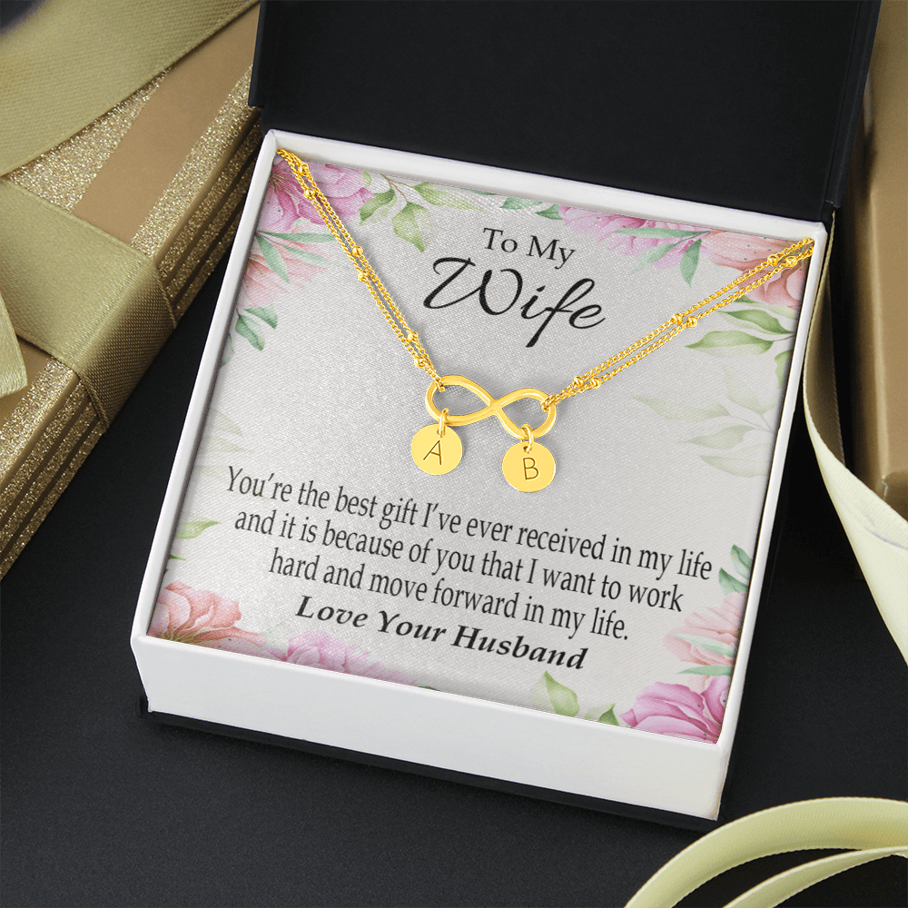 To My Wife You're The Best Gift Infinity Bracelet With Initial Charms - Infinity Bracelet