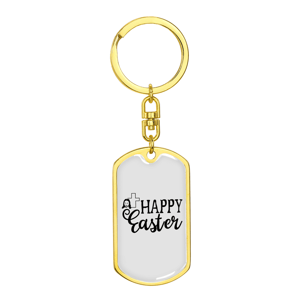 Happy Easter Keychain Dog Tag Keyring - Dog Tag with Swivel Keychain