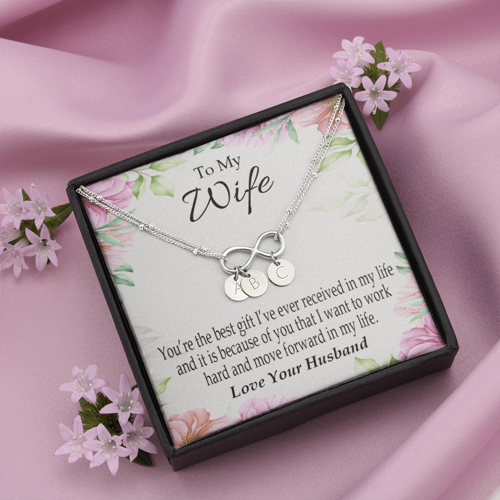 To My Wife You're The Best Gift Infinity Bracelet With Initial Charms - Infinity Bracelet