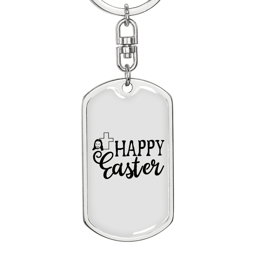 Happy Easter Keychain Dog Tag Keyring - Dog Tag with Swivel Keychain