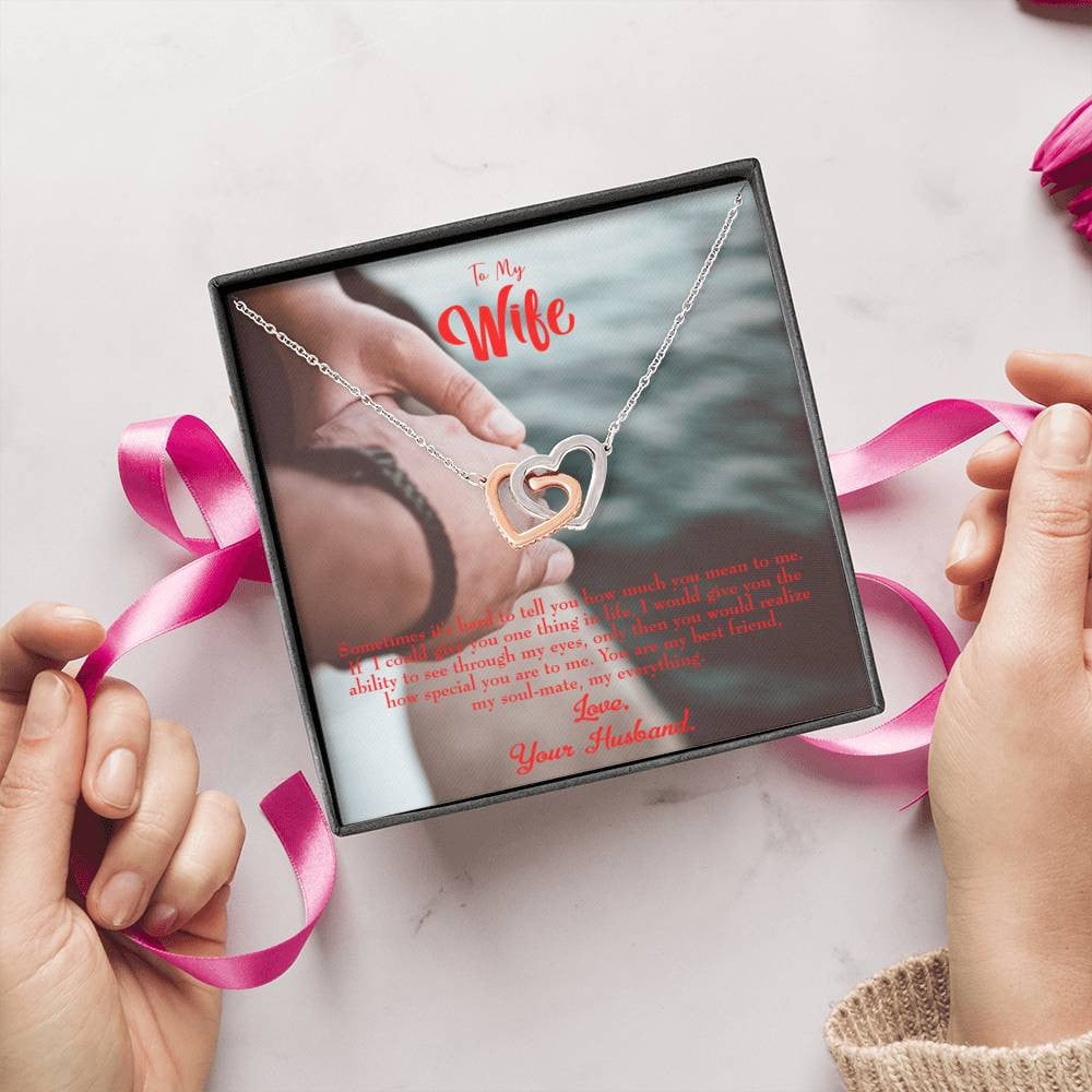 Wife Gift For Wife Birthday Sometimes It's Hard Inseparable Love Pendant 18k Rose Gold Finish 16� - Interlocking Hearts Necklace