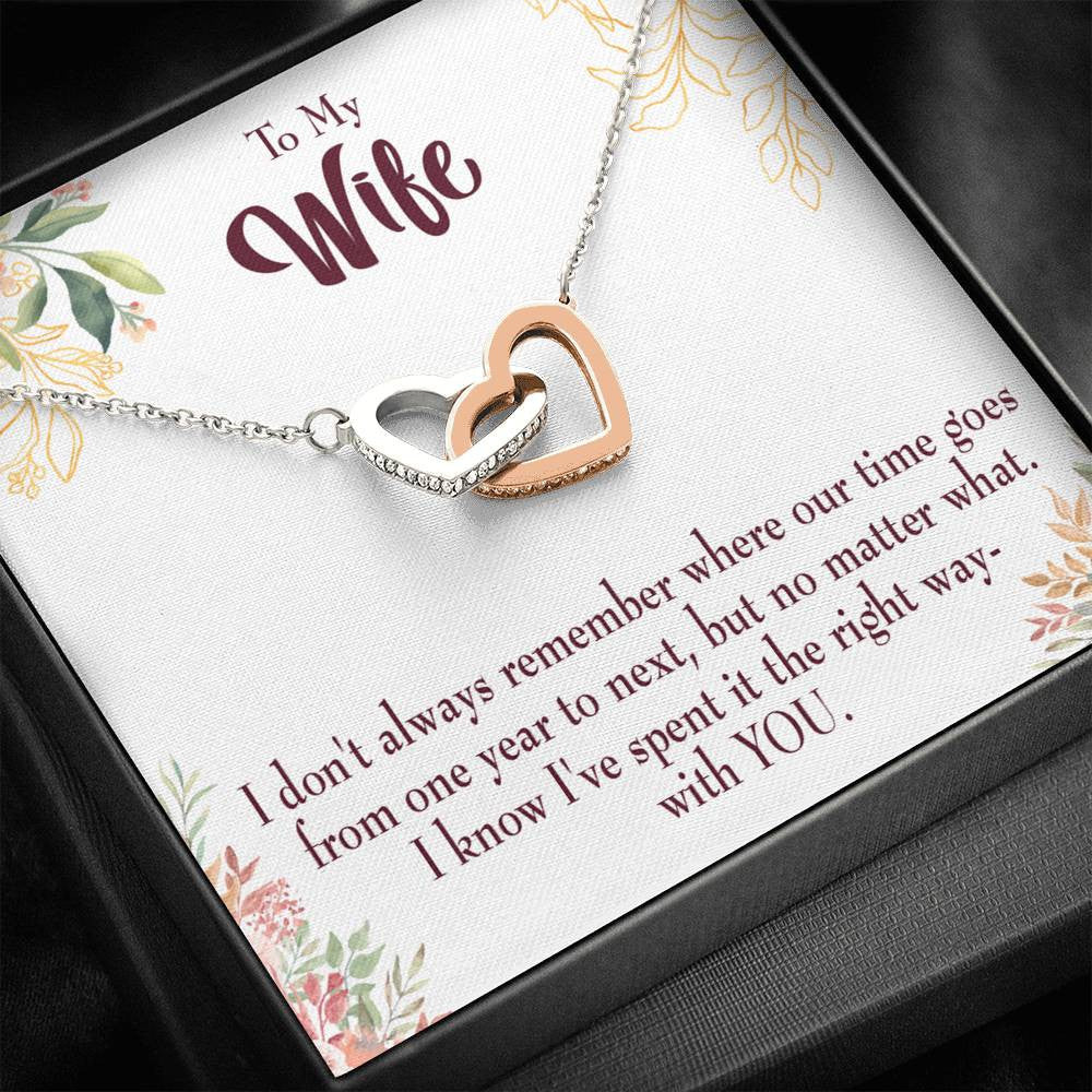 Future Wife Fiance Gift A Time Well Spent Inseparable Love Pendant 18k Rose Gold Finish 16๏ฟฝ Engagement Wedding Gift - Interlocking Hearts Necklace