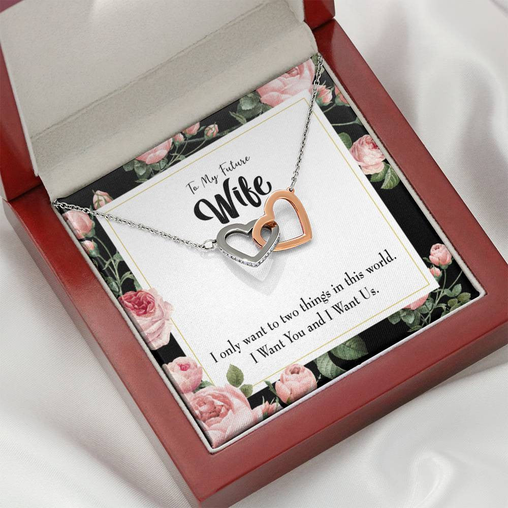 Wife Gift For Wife Birthday I Want Us Inseparable Love Pendant 18k Rose Gold Finish 16� - Interlocking Hearts Necklace