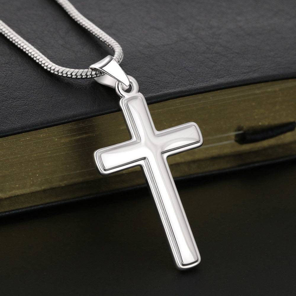Christian Encouragement Card To My Wifeyou Have To Trust Faith Cross Necklace Stainless Steel Pendant Religious Gift - Meanful Cross Messages Card Gift Idea