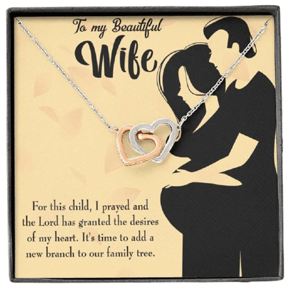 Wife Gift For Wife Birthday New Branch To Family Inseparable Love Pendant 18k Rose Gold Finish 16� - Interlocking Hearts Necklace