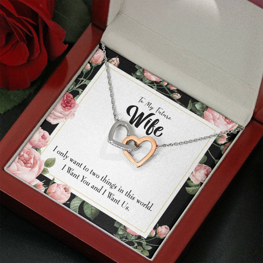 Wife Gift For Wife Birthday I Want Us Inseparable Love Pendant 18k Rose Gold Finish 16� - Interlocking Hearts Necklace