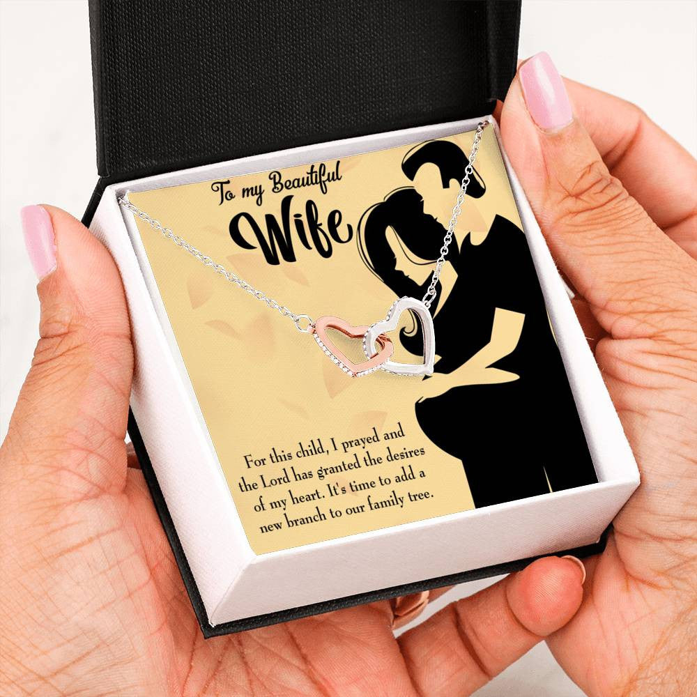 Wife Gift For Wife Birthday New Branch To Family Inseparable Love Pendant 18k Rose Gold Finish 16� - Interlocking Hearts Necklace