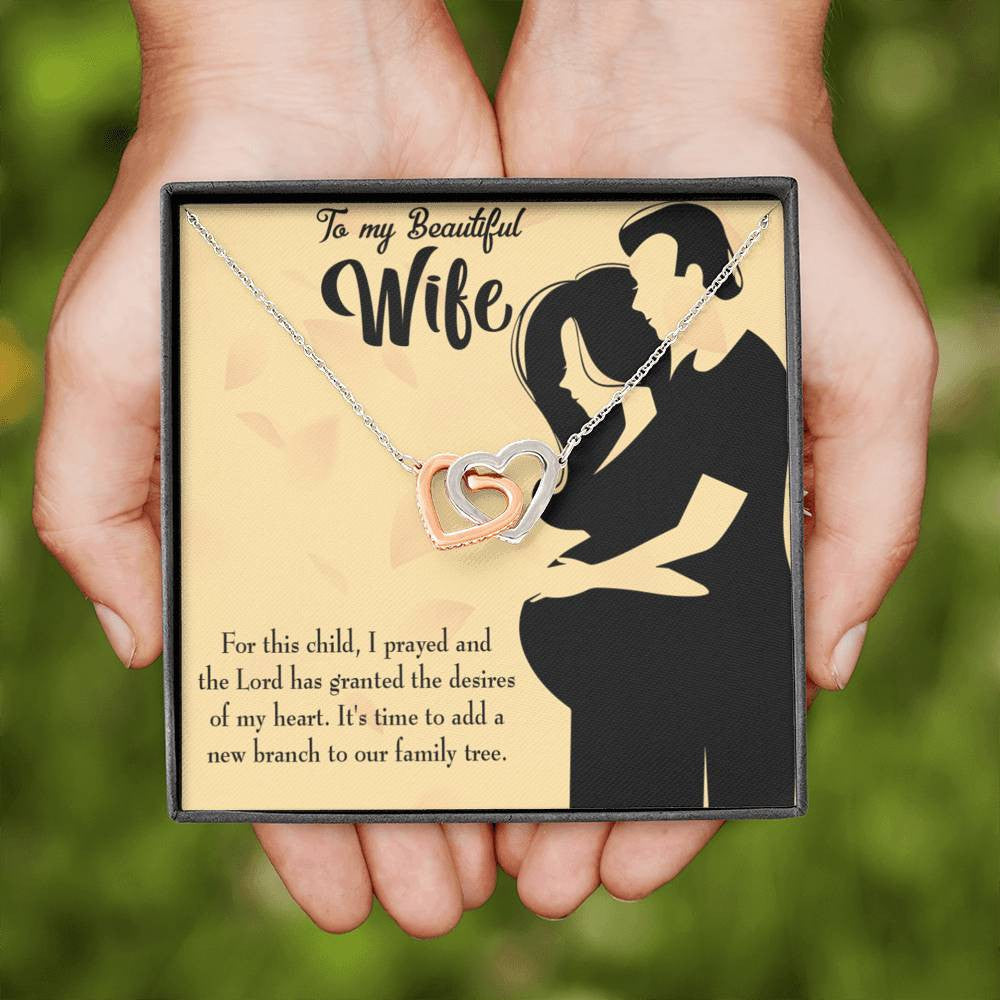 Wife Gift For Wife Birthday New Branch To Family Inseparable Love Pendant 18k Rose Gold Finish 16� - Interlocking Hearts Necklace