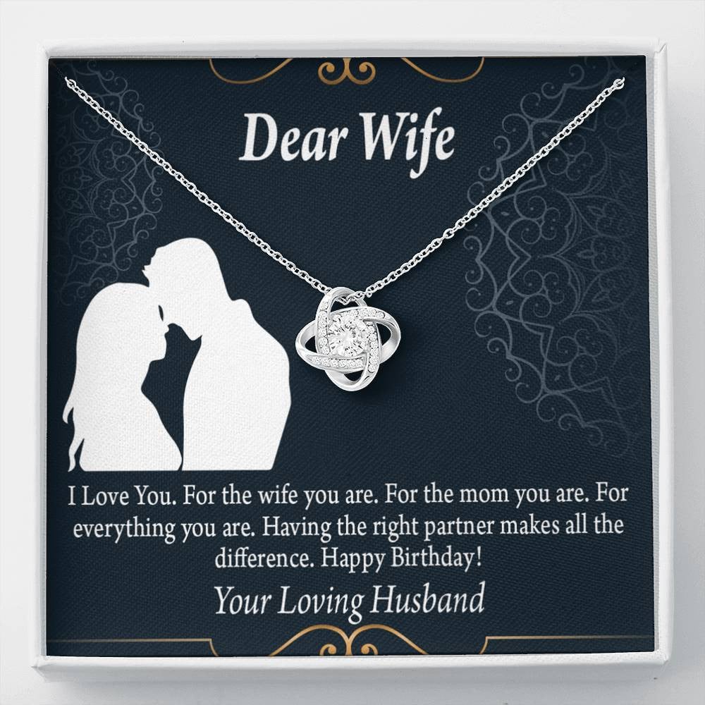 Wife Message Card Happy Birthday Dear Wife Love Knot Pendant Necklace Stainless Steel W Cz Stone - Luxury Love Knot Necklace Meanful Gift Idea For Her/Him