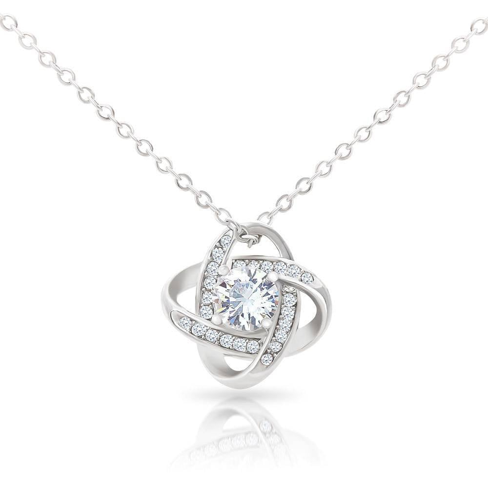 Wife Message Card Happy Birthday Dear Wife Love Knot Pendant Necklace Stainless Steel W Cz Stone - Luxury Love Knot Necklace Meanful Gift Idea For Her/Him