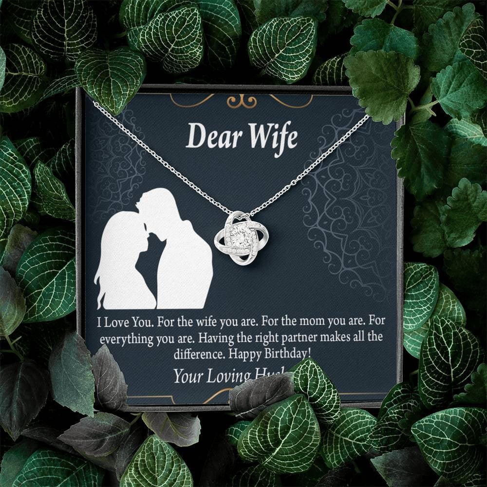 Wife Message Card Happy Birthday Dear Wife Love Knot Pendant Necklace Stainless Steel W Cz Stone - Luxury Love Knot Necklace Meanful Gift Idea For Her/Him