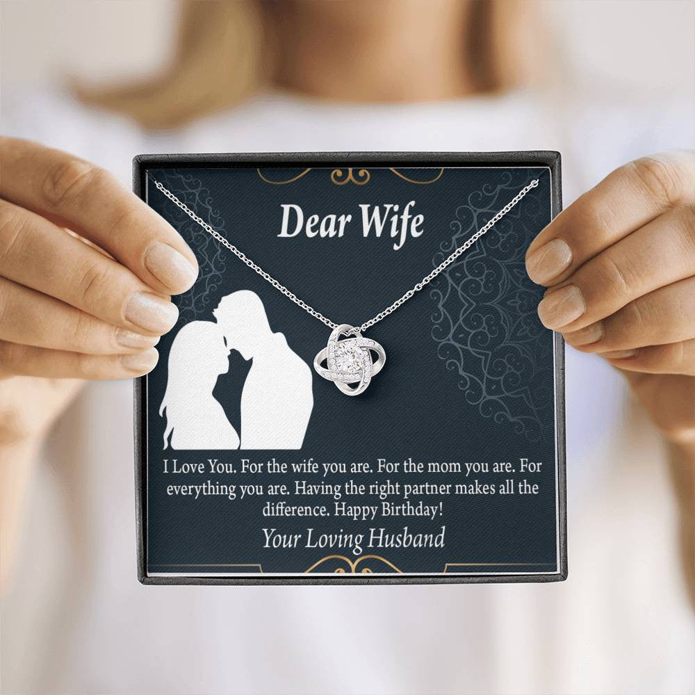 Wife Message Card Happy Birthday Dear Wife Love Knot Pendant Necklace Stainless Steel W Cz Stone - Luxury Love Knot Necklace Meanful Gift Idea For Her/Him