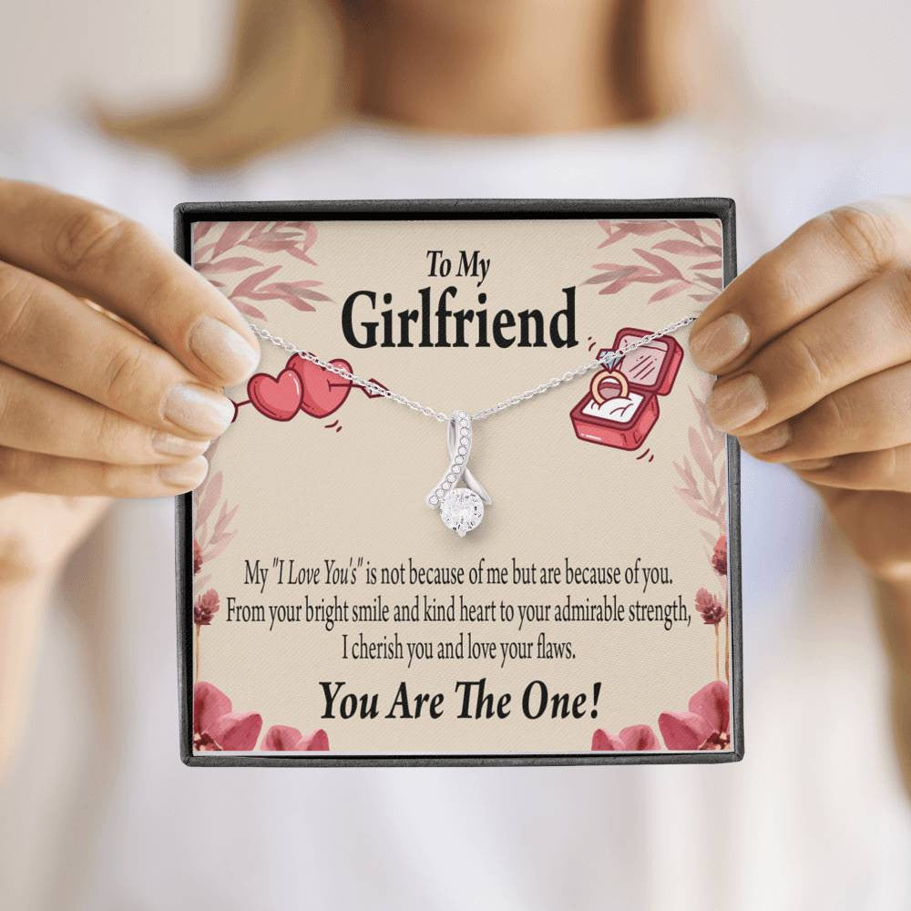 To My Girlfriend The One Message Card W Mahogany Style Luxury Box Eternity Ribbon Stone Necklace - Alluring Beauty Necklace Gift For Her