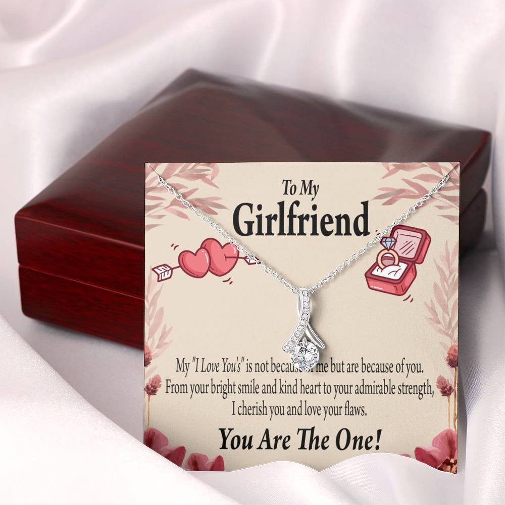 To My Girlfriend The One Message Card W Mahogany Style Luxury Box Eternity Ribbon Stone Necklace - Alluring Beauty Necklace Gift For Her