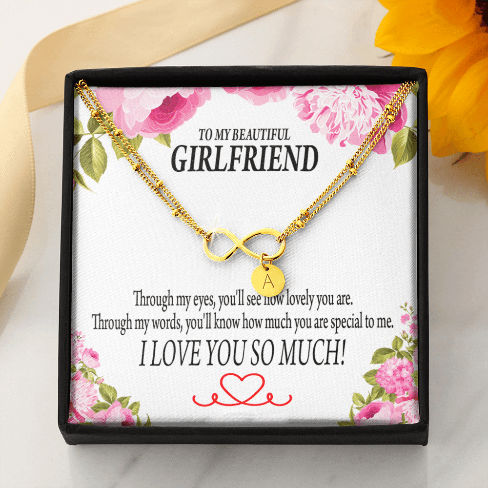 To My Girlfriend Your Special Infinity Bracelet With Initial Charms - Infinity Bracelet