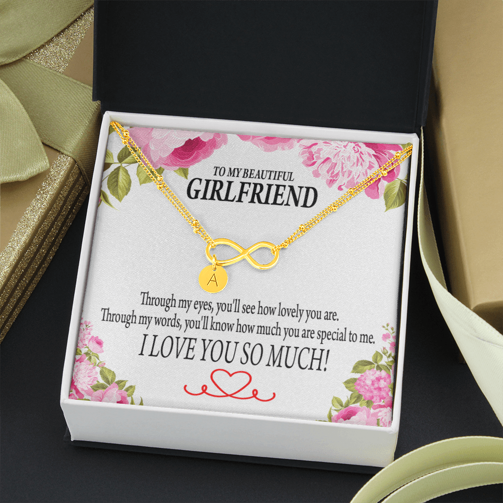 To My Girlfriend Your Special Infinity Bracelet With Initial Charms - Infinity Bracelet