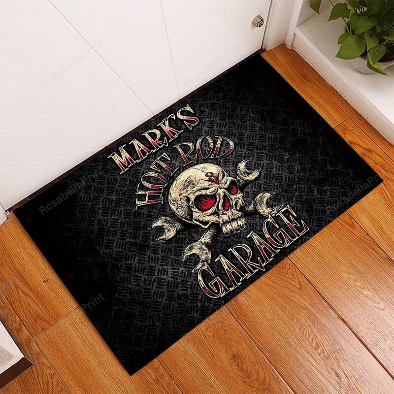 Personalized Hot Rod Garage Door Mat 08013 Indoor Outdoor Floor Mat Door Mats