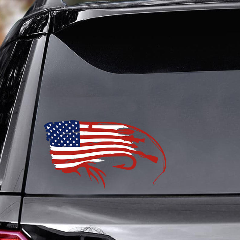 America Fishing Decal, Car Sticker For Window & Bumper
