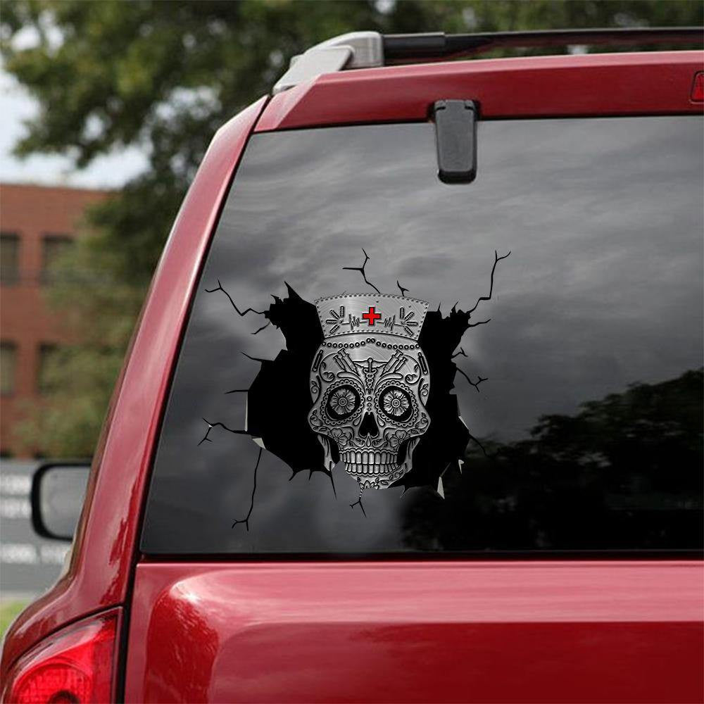 Funny Nurses Skulls Decal, Car Sticker For Window & Bumper