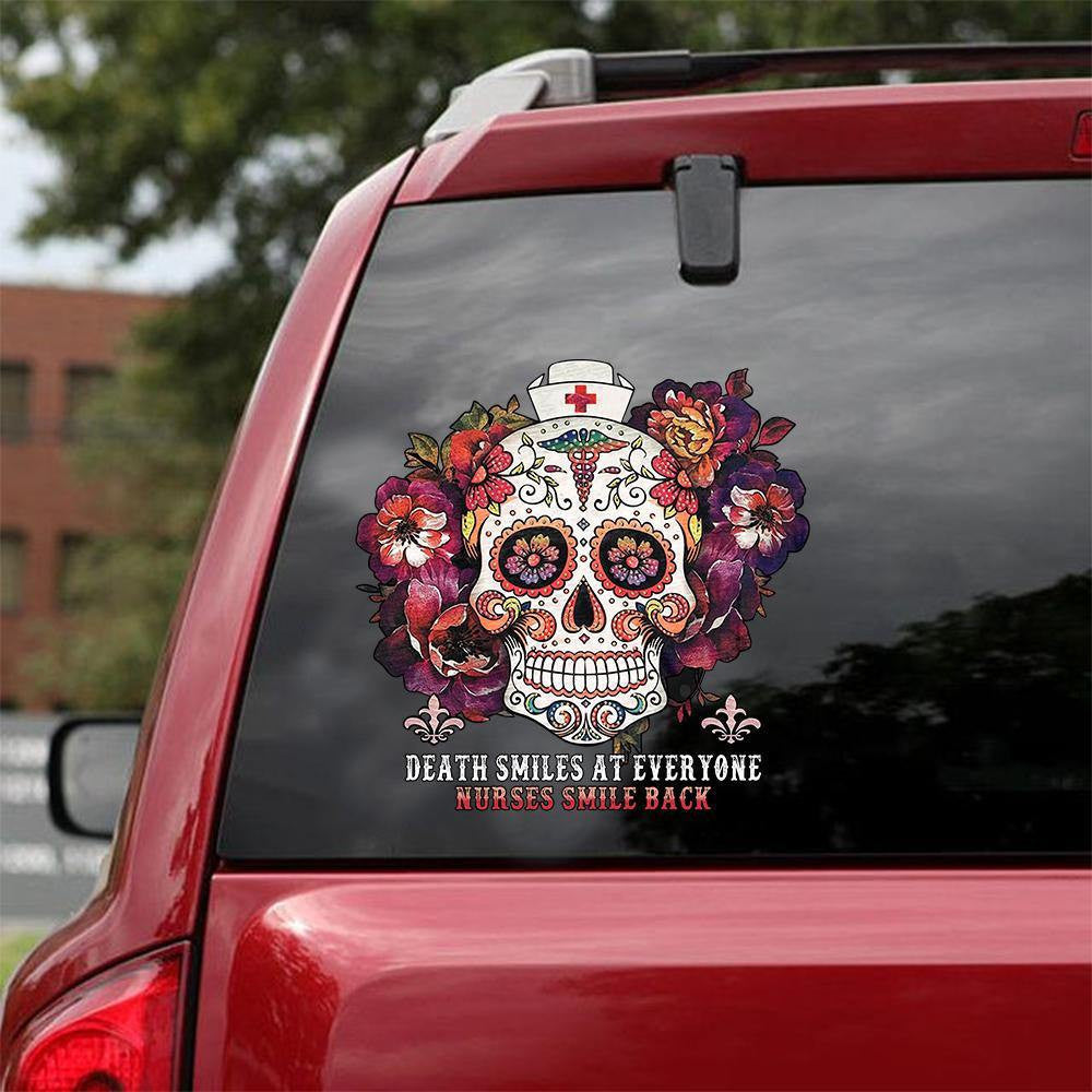 Skull Nurses Decal, Car Sticker For Window & Bumper
