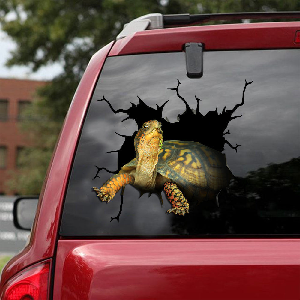 Eastern Box Turtle Crack Sticker, Funny Car Decal For Window & Bumper