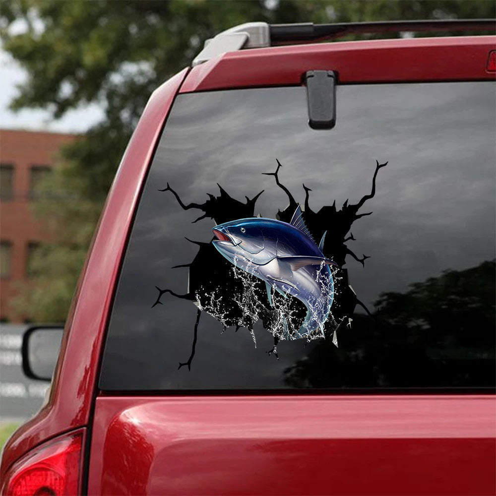 Tuna Fishing Crack Sticker, Funny Car Decal For Window & Bumper