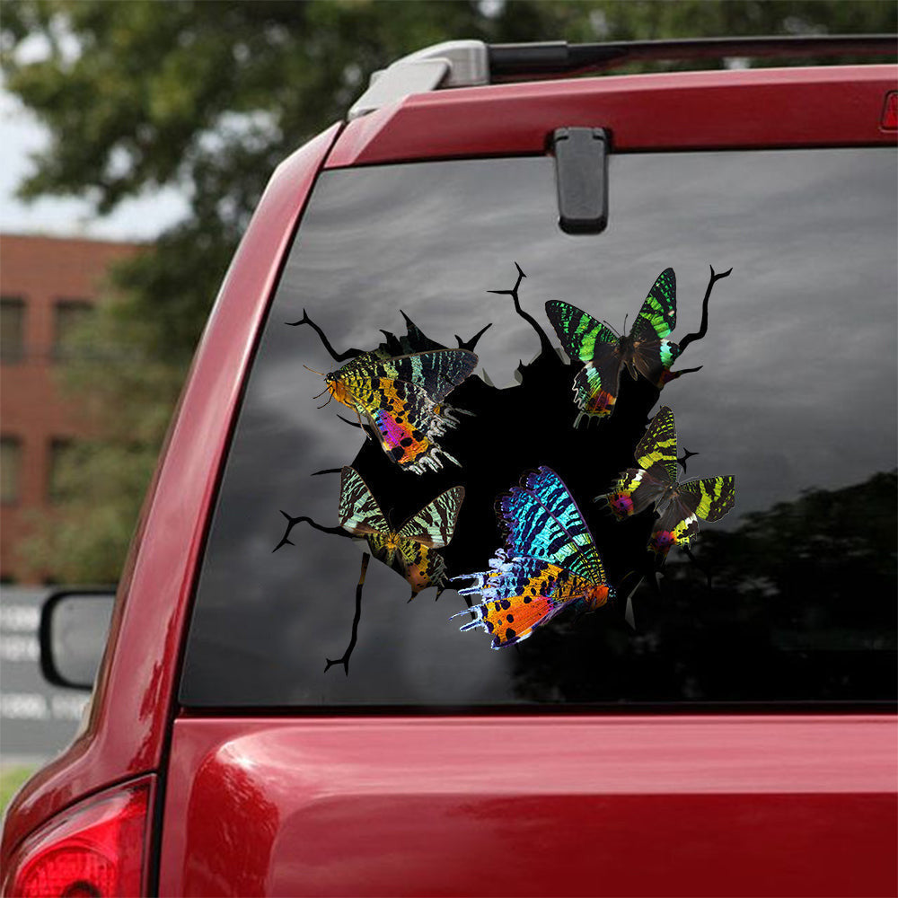 Butterfly Crack Decal, Funny Car Sticker For Window & Bumper