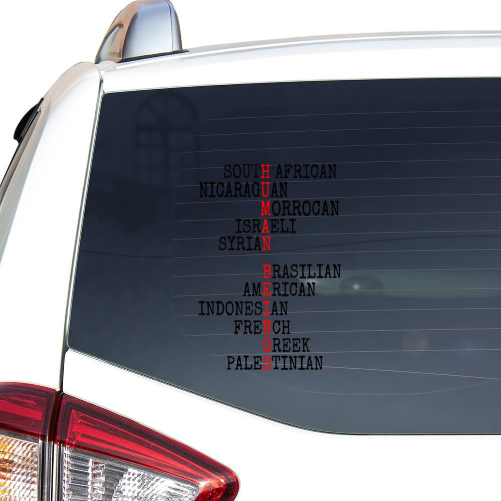 One Human Family Sticker, Car Decal For Window & Bumper