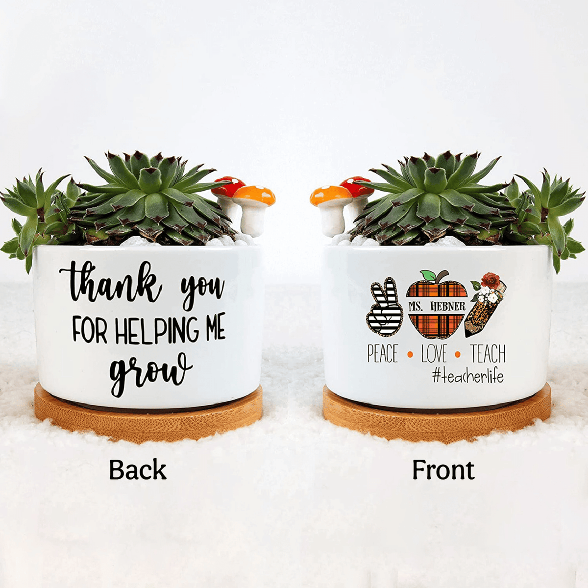 Personalized Peace Love Teach Teacherlife Plant Pot, Plant Pot To Decorate The Desk, Window Decor, Plant Pot For Teacher Appreciation Gift