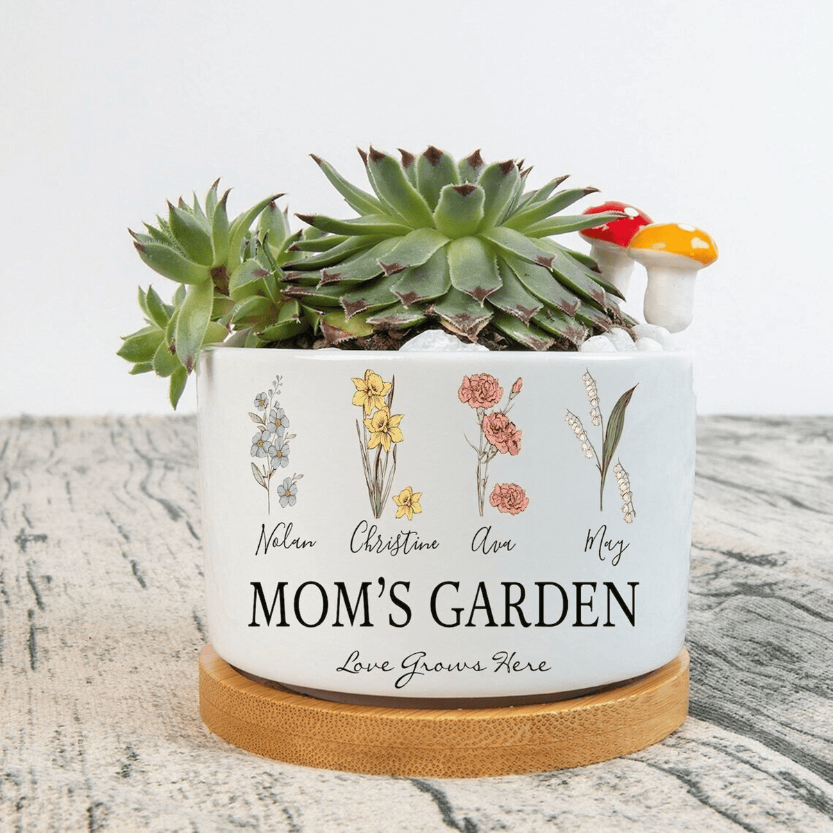 Birth Month Flower Personalized Outdoor Flower Pot, Personalized Gift for Her, Mother's Day Gift, Gift for Grandma, Flower Pot, Planter