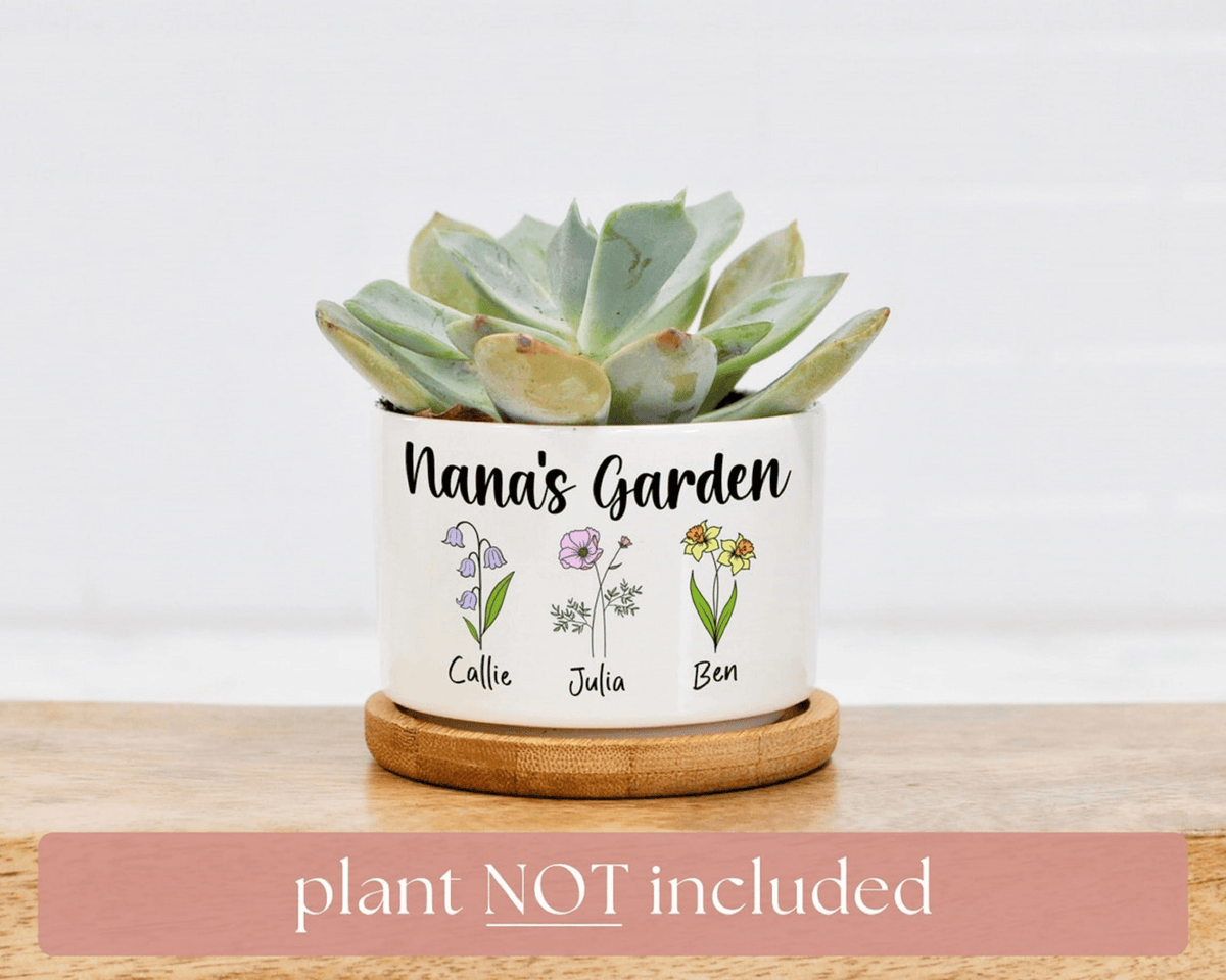 Grandmas Garden - Custom Mini Plant Pot - Personalized Birth Flower Succulent Planter - Mother's Day Gift - Gift for Grandma