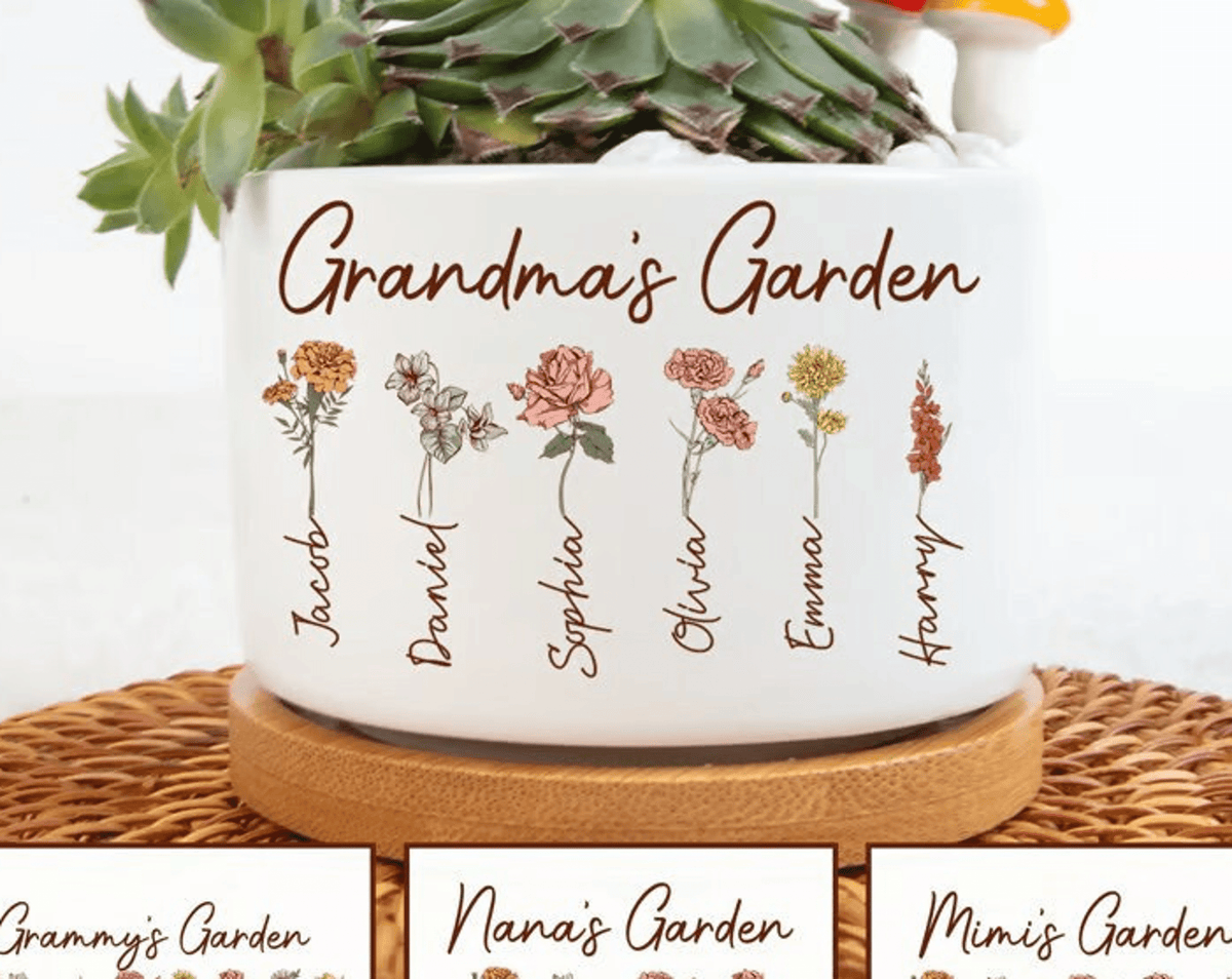 Grandma's Garden Plant Pot, Mimi's Garden Grandkids Flower Pot, Mimi Gardening Gifts, Grandma Gardening Gifts, Mini Garden Decor Plant Pot