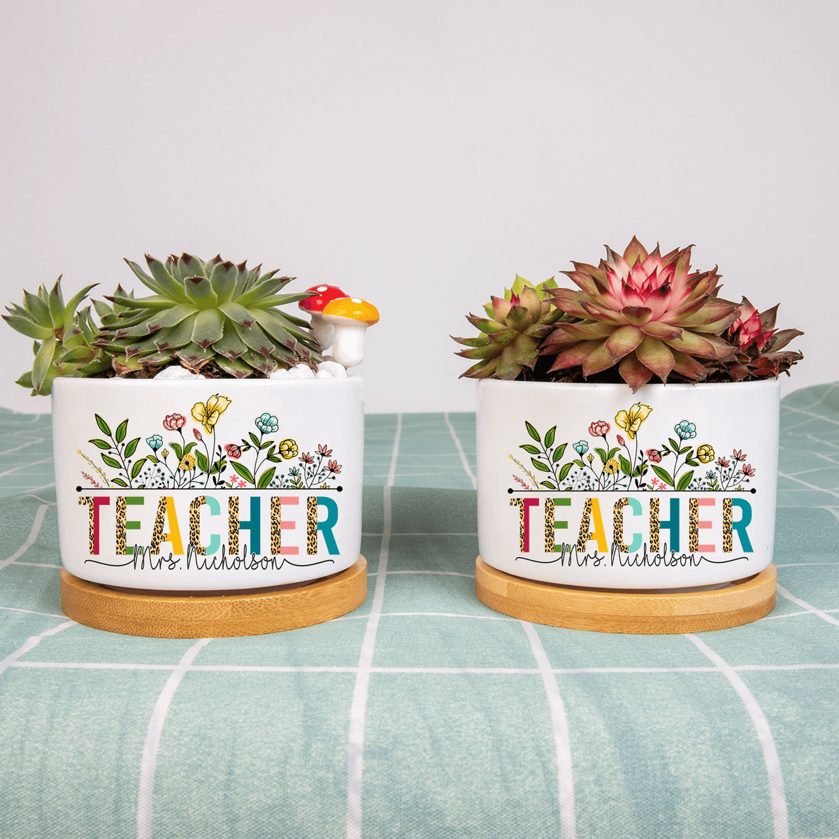 Custom Teacher Succulent Pot, Name Teacher Plant Pot, Counselor Kindergarten Pre K Mini Flower Pot, Flower Pot for Teacher Appreciation Gift