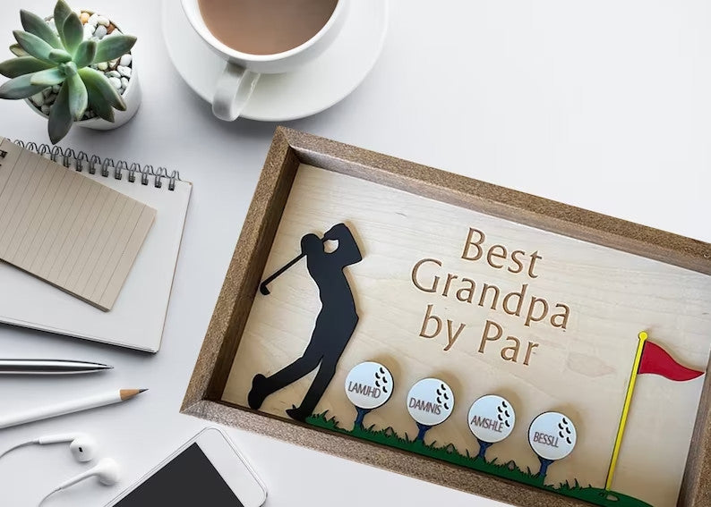 Happy Father's Day Best Dad by Par Sign Wooden Golf Sign Dad Daddy Golf Lover Gift