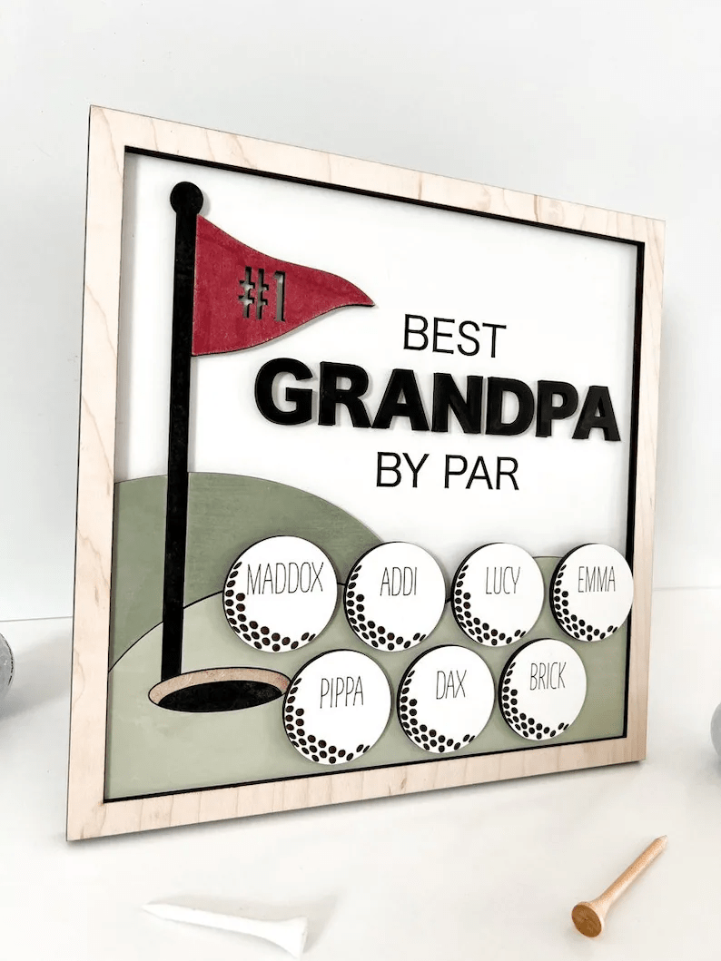 Customizable Golf Father's Day Best Dad, Grandpa, Best Dad By Par Golf Father Custom Wood Sign Father's Day Gift Idea
