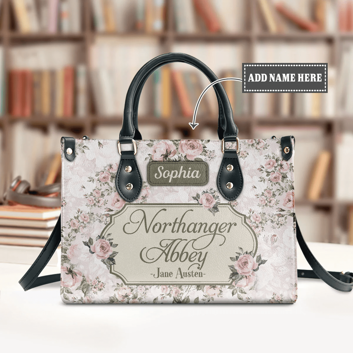 Personalized Handbags in Jane Austen Style, Leather Bag Gift for Women, Libro Handbags Customization