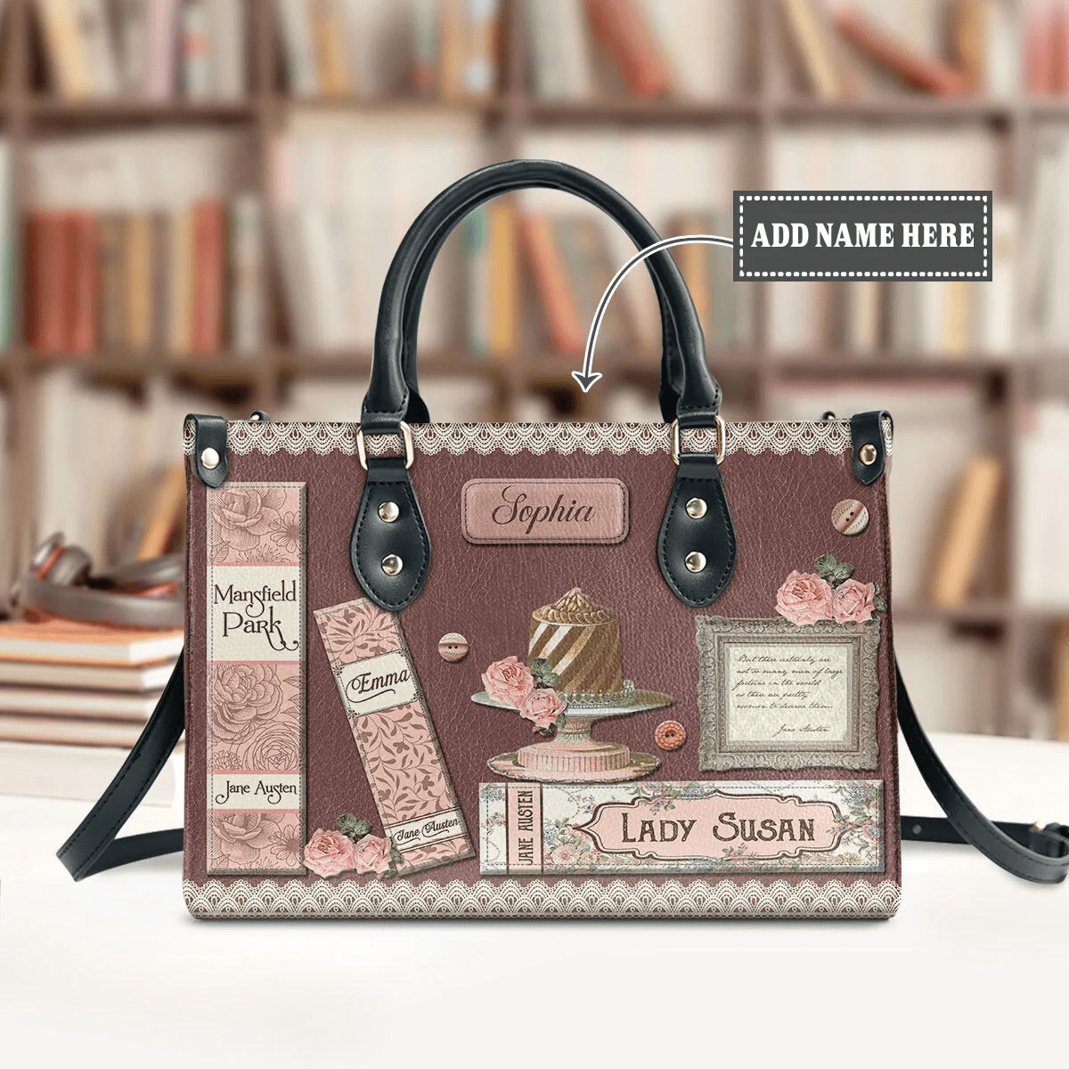 Custom Libro Handbags, Leather Bag Gift for Women, Jane Austen Lovers, Lady Susan