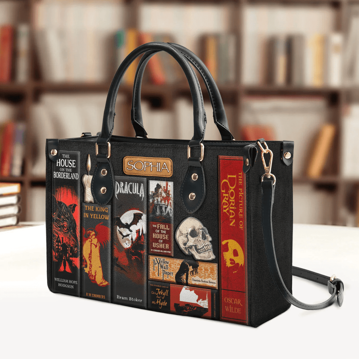 Custom Libro Handbags, Horror-inspired Libro Handbag for Women, Leather Handbafs