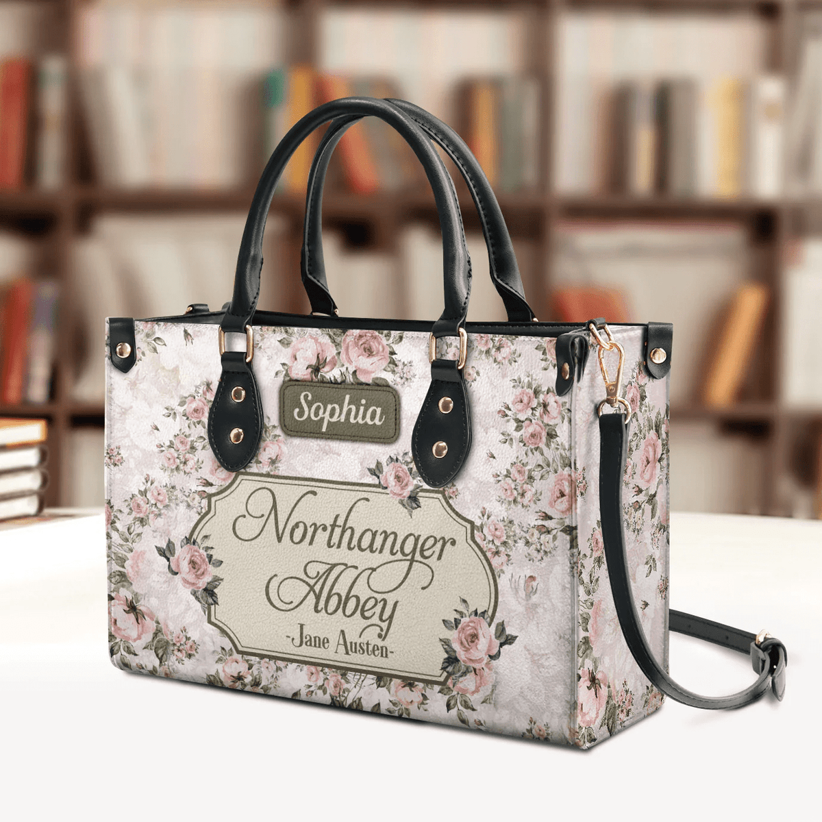 Personalized Handbags in Jane Austen Style, Leather Bag Gift for Women, Libro Handbags Customization