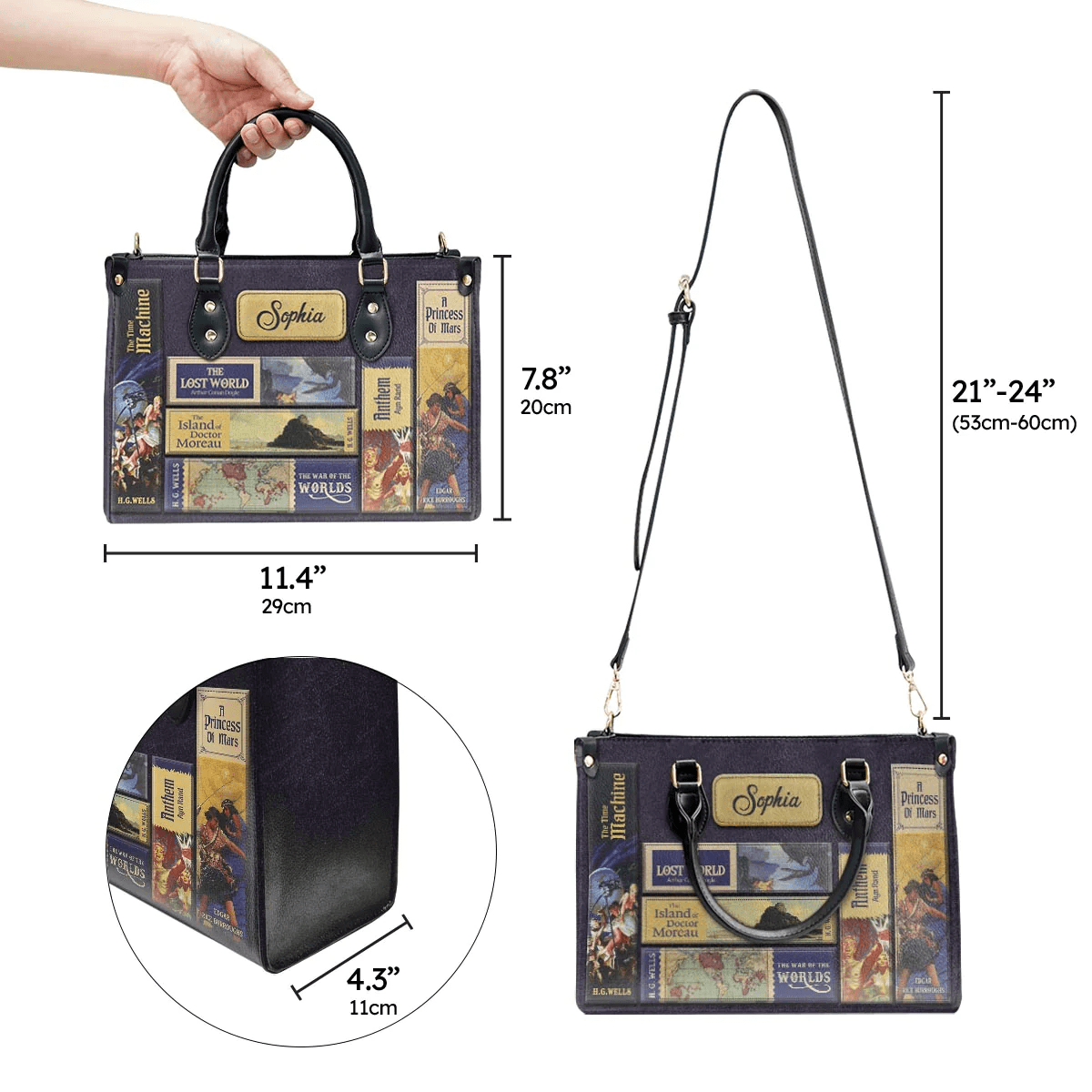 Custom Handbag , Personalized Libro Handbags, The Perfect Gift for Sci-Fi Lovers, Leather Handbag