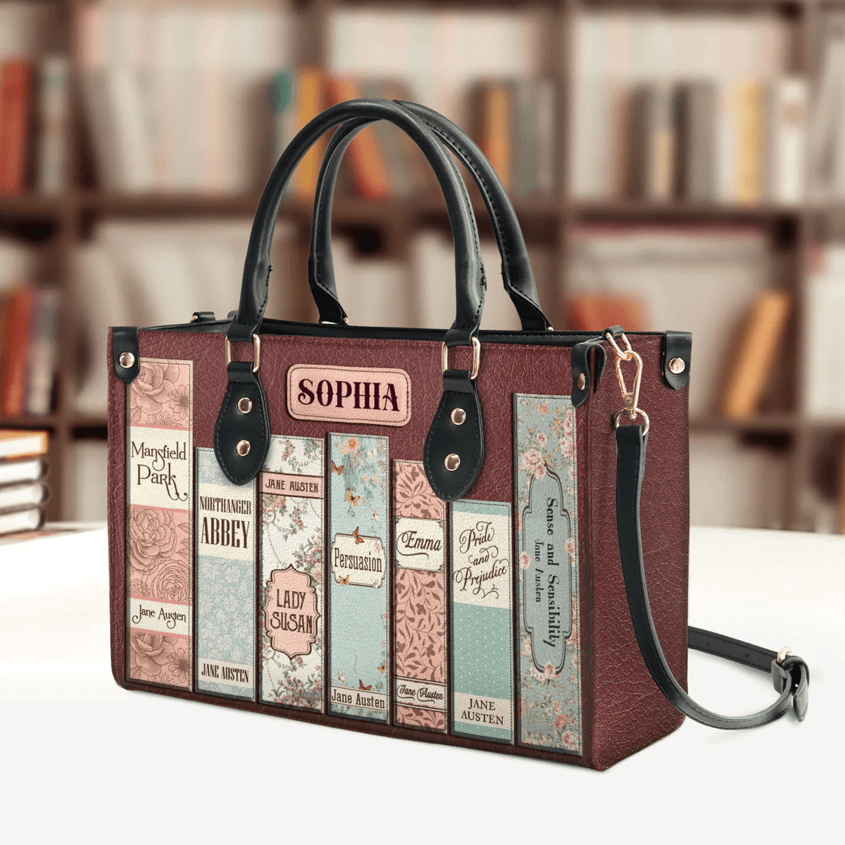 Personalized Handbags in Jane Austen Style, Pride and Prejudice Inspired, The Perfect Leather Bag Gift for Women, Woman Shoulder Bag, Shopping Bag, Leather Handbag