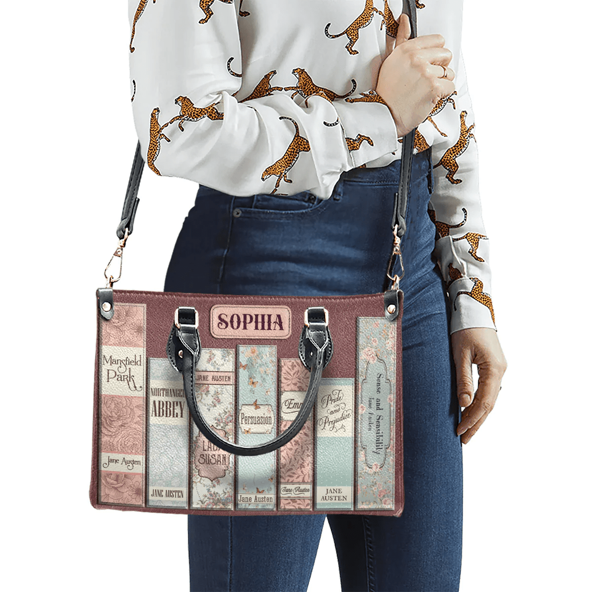 Personalized Handbags in Jane Austen Style, Pride and Prejudice Inspired, The Perfect Leather Bag Gift for Women, Woman Shoulder Bag, Shopping Bag, Leather Handbag