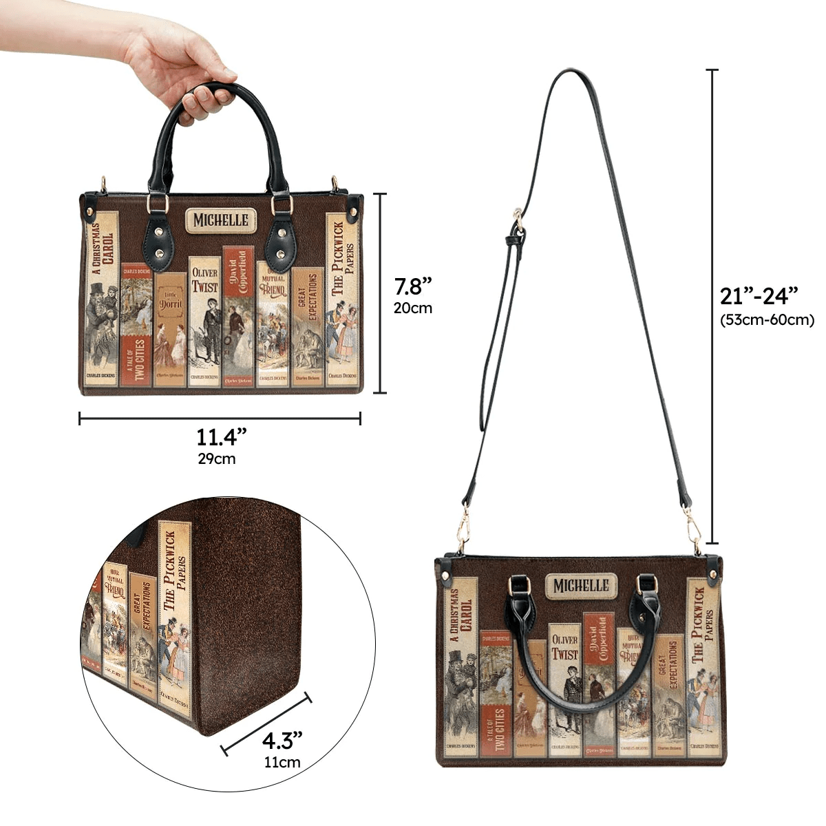 Custom Libro Handbags, Personalized Handbags, Best Leather Bag Gift For Adventure Books Lovere