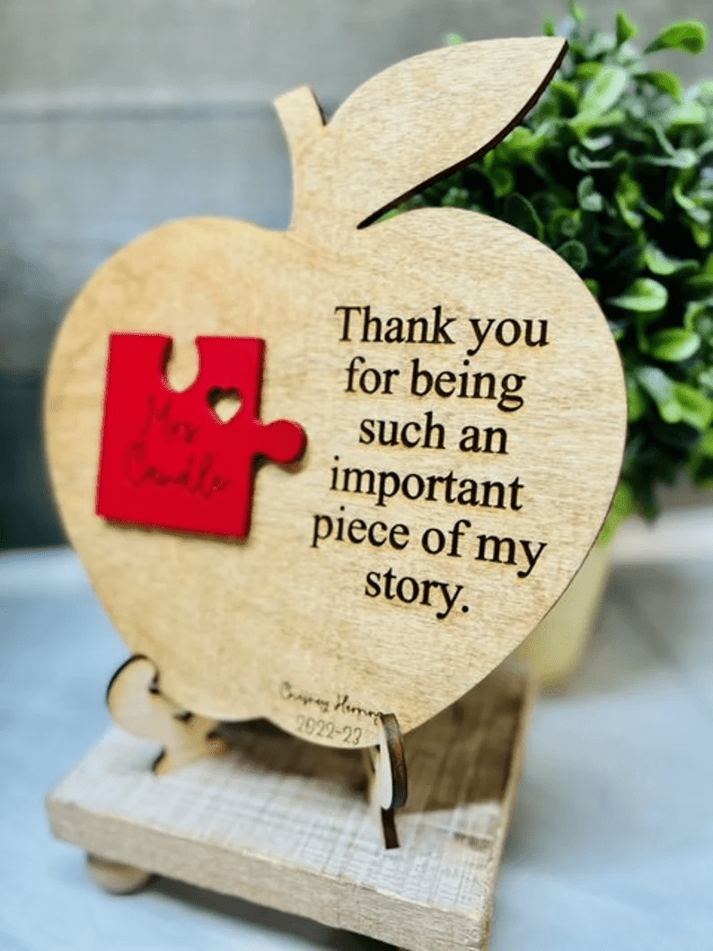 Thank You For Being An Important Piece of My Story| Teacher Gift| Teacher Sign|Teacher Appreciation Apple| Teacher Gifts| End Of Year Gifts