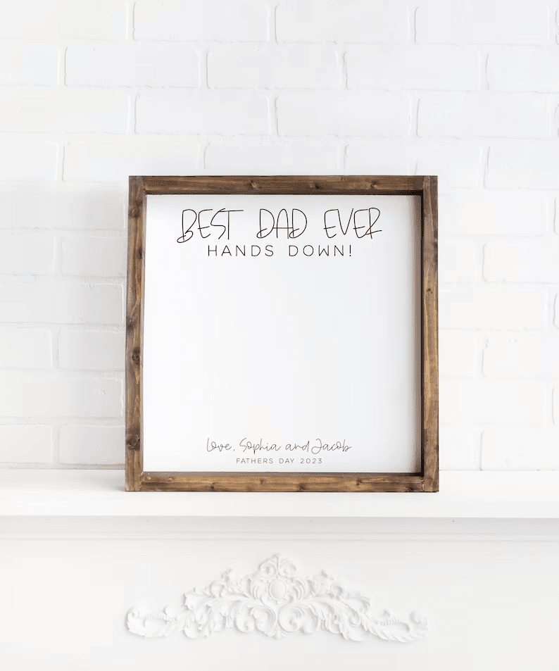 DIY handprint sign, Personalized gift from kids, Best dad ever hands down sign, DIY fathers day sign, Custom fathers day gift from kids
