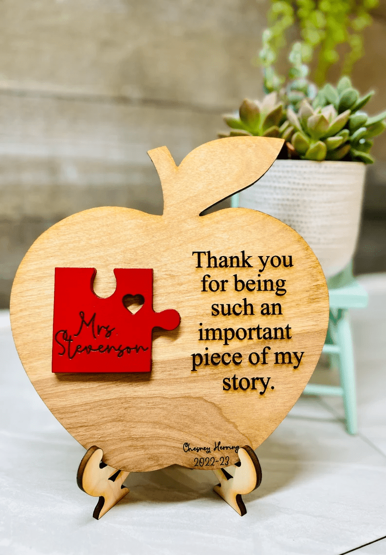 Thank You For Being An Important Piece of My Story| Teacher Gift| Teacher Sign|Teacher Appreciation Apple| Teacher Gifts| End Of Year Gifts