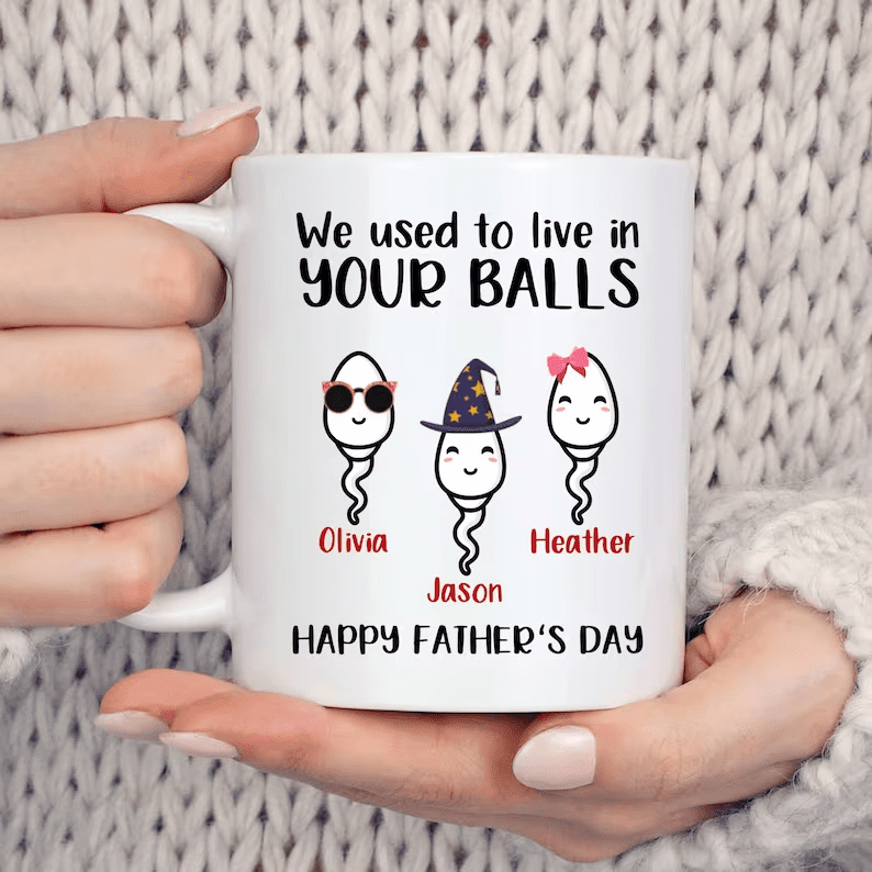 We Use To Live In Your Balls Mug, Personalized Father's Day Mug, Funny Father's Day Gifts, Funny Gifts For Dad, Dad Mug, Dad Birthday Gifts