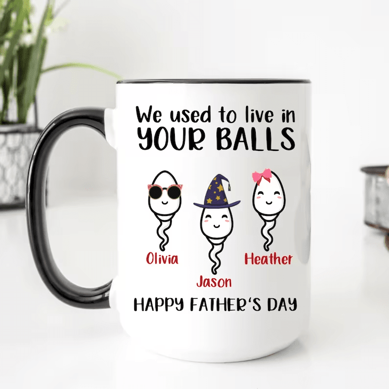 We Use To Live In Your Balls Mug, Personalized Father's Day Mug, Funny Father's Day Gifts, Funny Gifts For Dad, Dad Mug, Dad Birthday Gifts