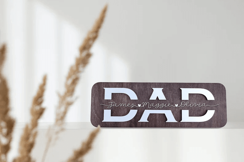 Personalized Dad & Kids Name Framed Sign, Fathers Day Gift, Dad's Children Name Framed Sign, Family Sign, Custom Gift for Dad, Dad Wood Sign