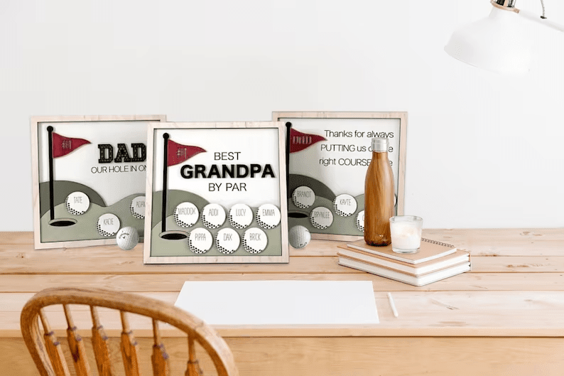 Personalized Wooden Golf Sign, Custom Frame Father, Personalized Plaque for Grandpa, Gift For Father, Best Papa by Par, Father Day Gift